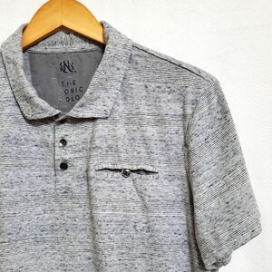 Rock & Republic The Iconic Polo Shirt Marled Gray Chest Pocket Large